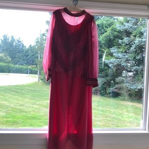 Mother of the Bride Pink/Silver Beaded 2 Pc Dress